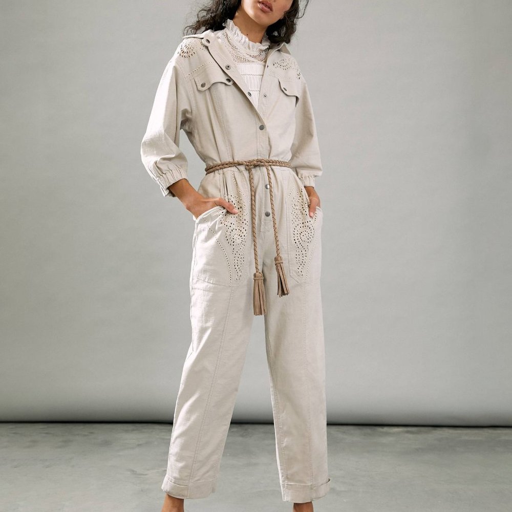 HTF Anthro Sydney Embroidered Utility Jumpsuit